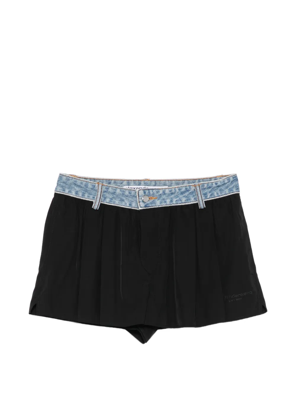 Alexander Wang denim-waistband pleated shorts - Nero