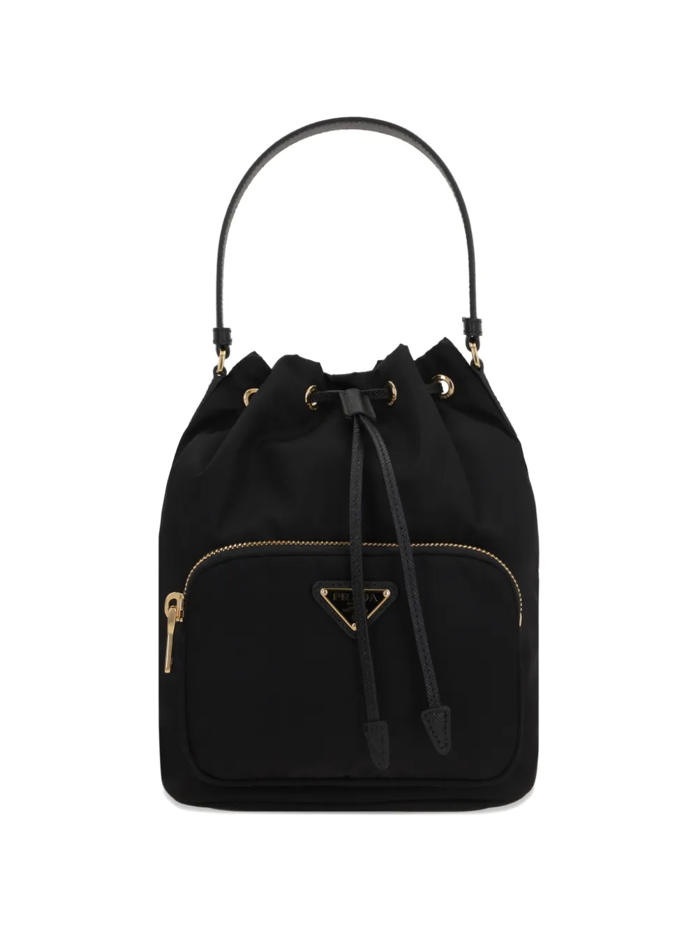 Prada logo-plaque drawstring tote bag - Nero