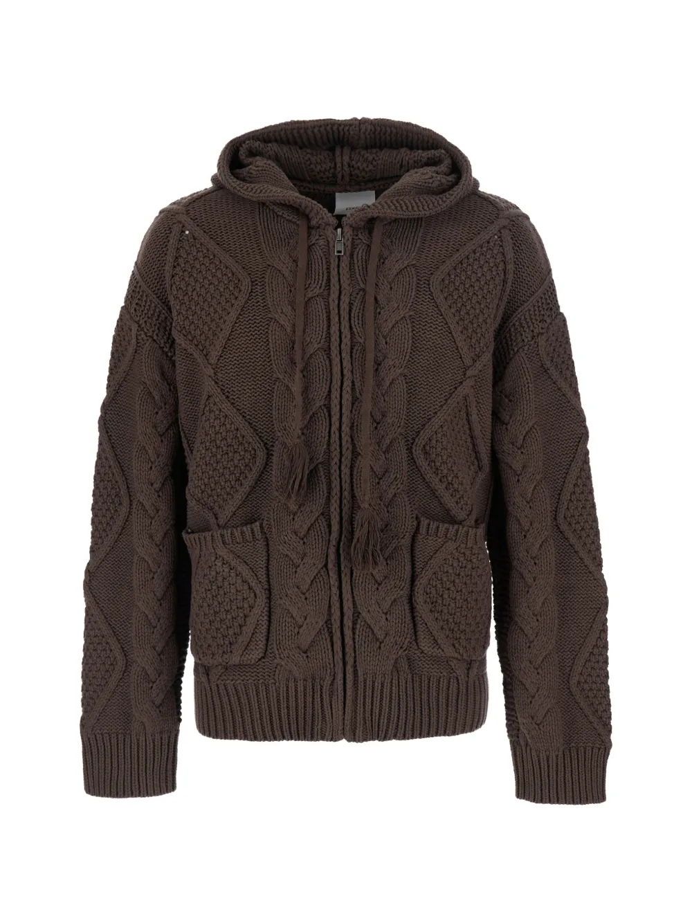 FOUND cable-knit zip-up hoodie - Marrone