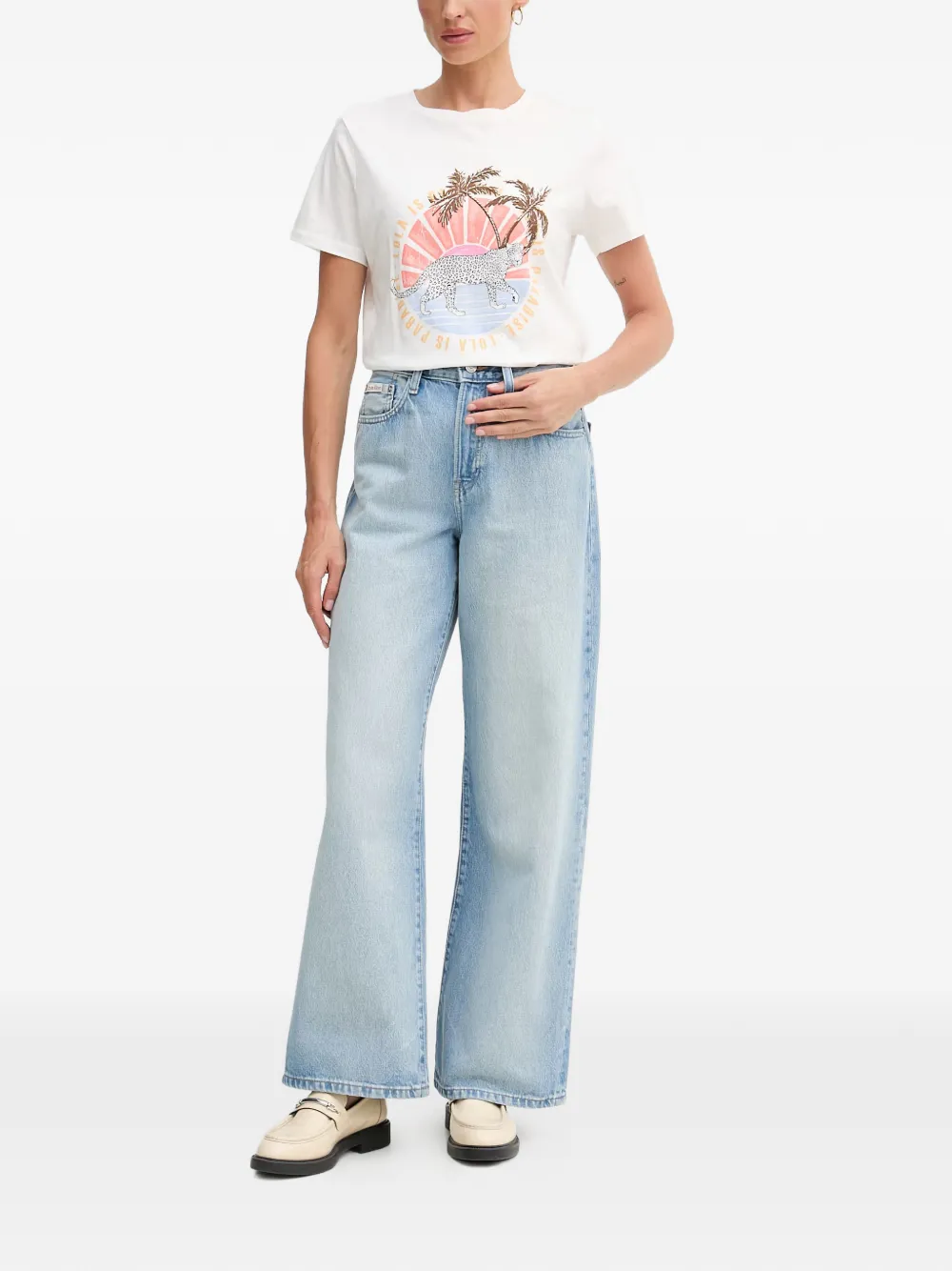 Lola Casademunt T-shirt verfraaid met kralen en print Wit