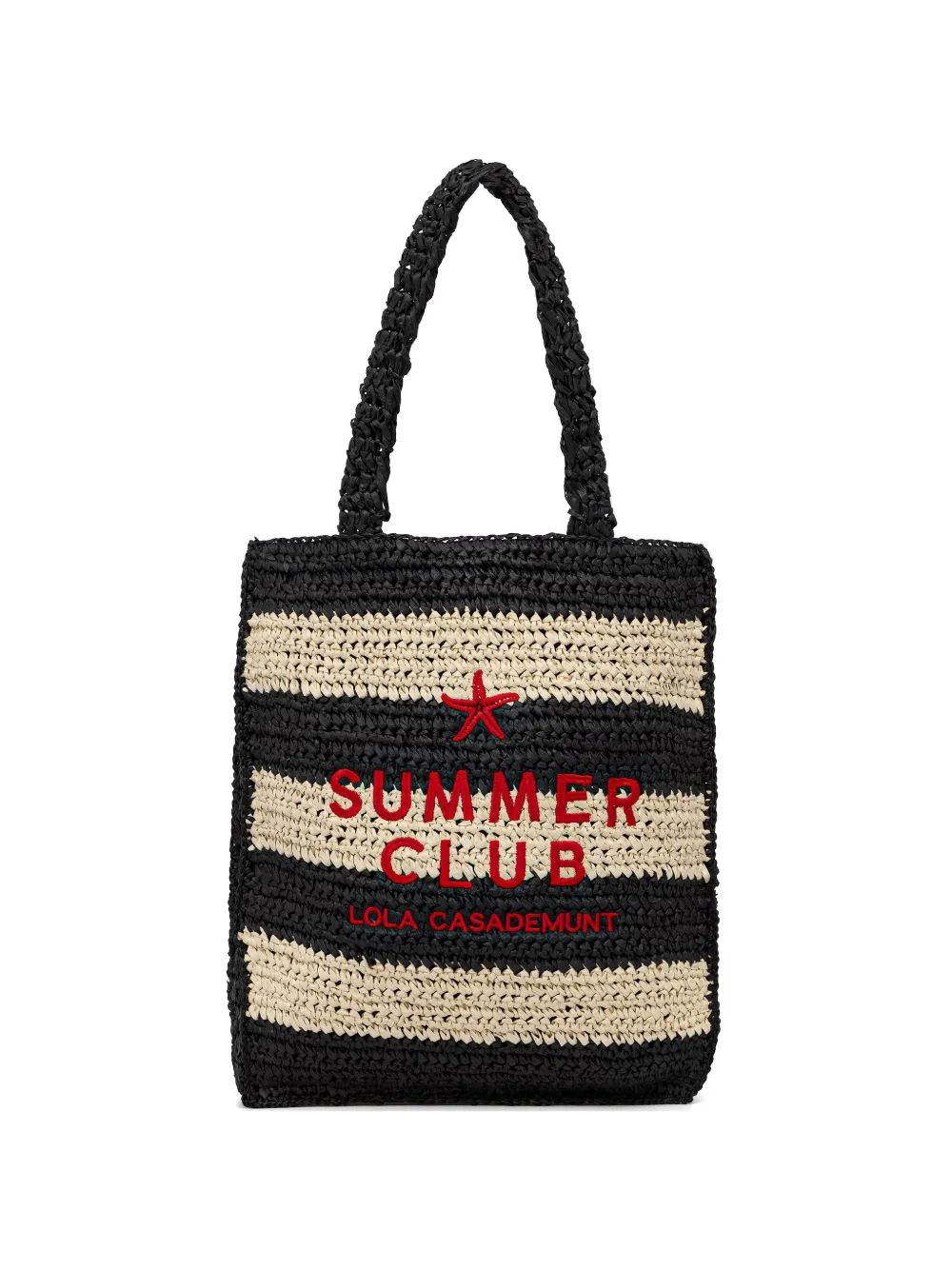 Lola Casademunt embroidered striped beach bag - Schwarz
