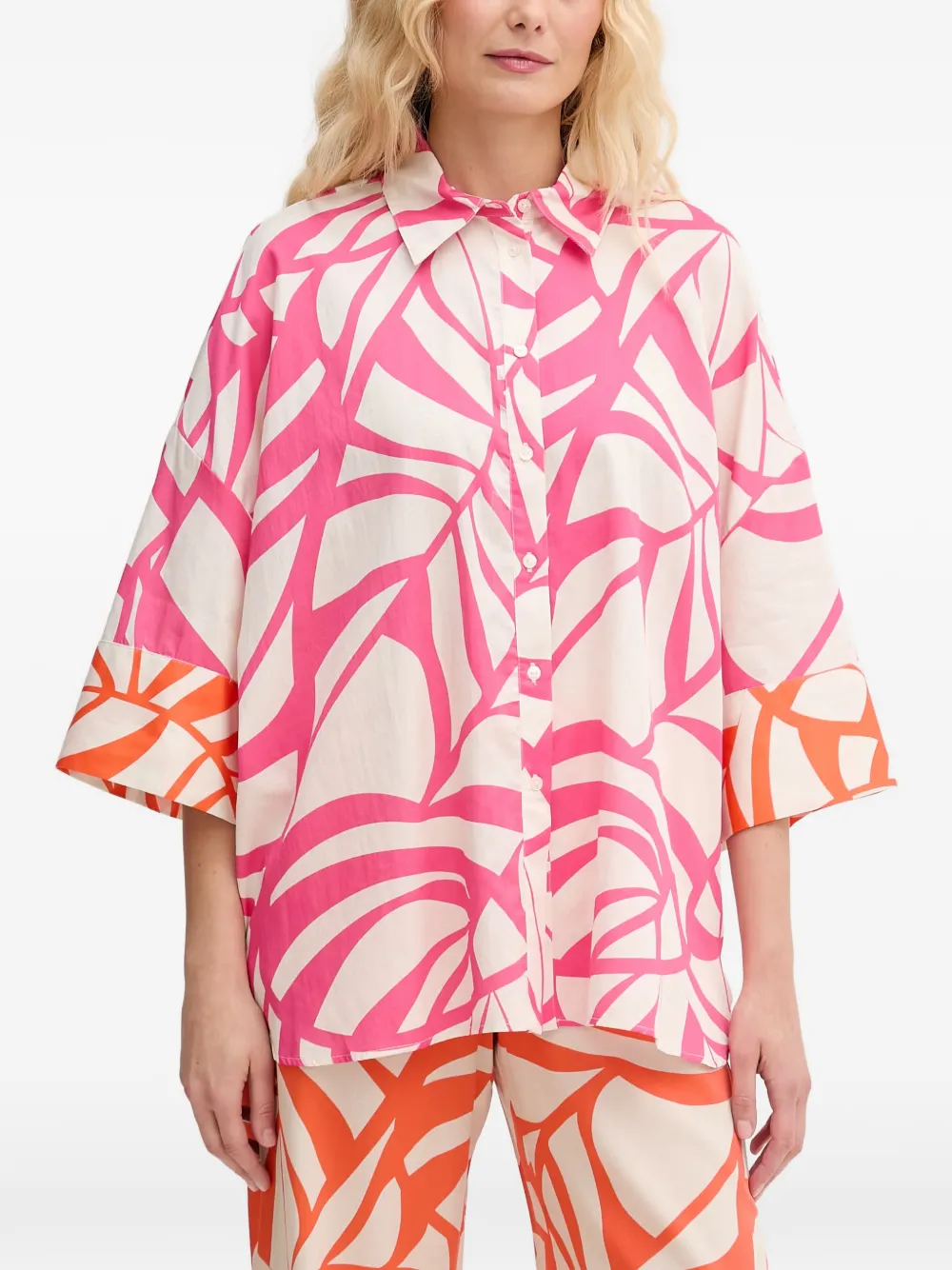 Lola Casademunt leaf-print oversized shirt - Rosa