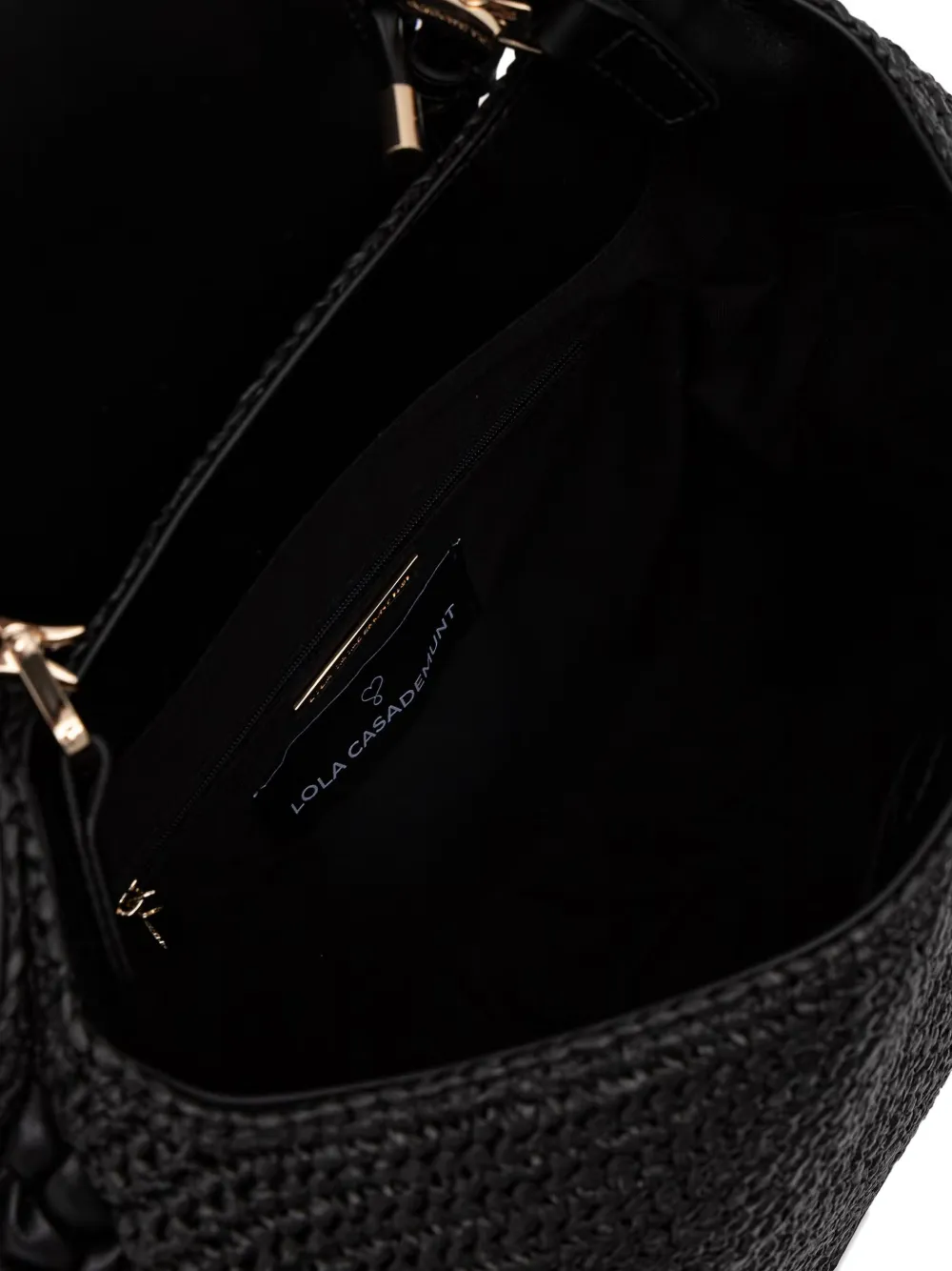 Lola Casademunt Geweven shopper met raffia-effect Zwart
