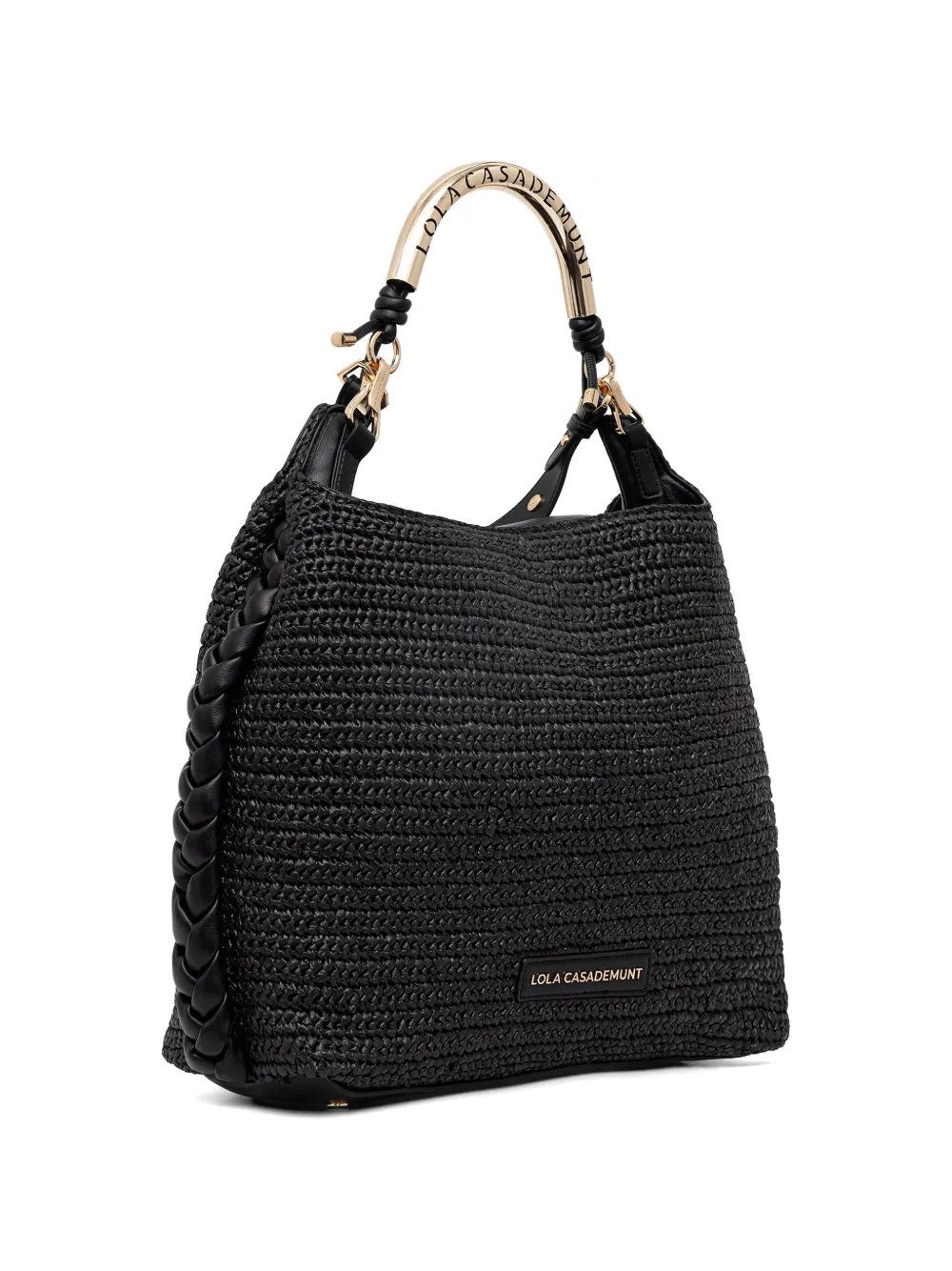 Lola Casademunt Geweven shopper met raffia-effect Zwart