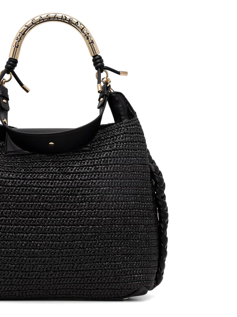 Lola Casademunt Geweven shopper met raffia-effect Zwart