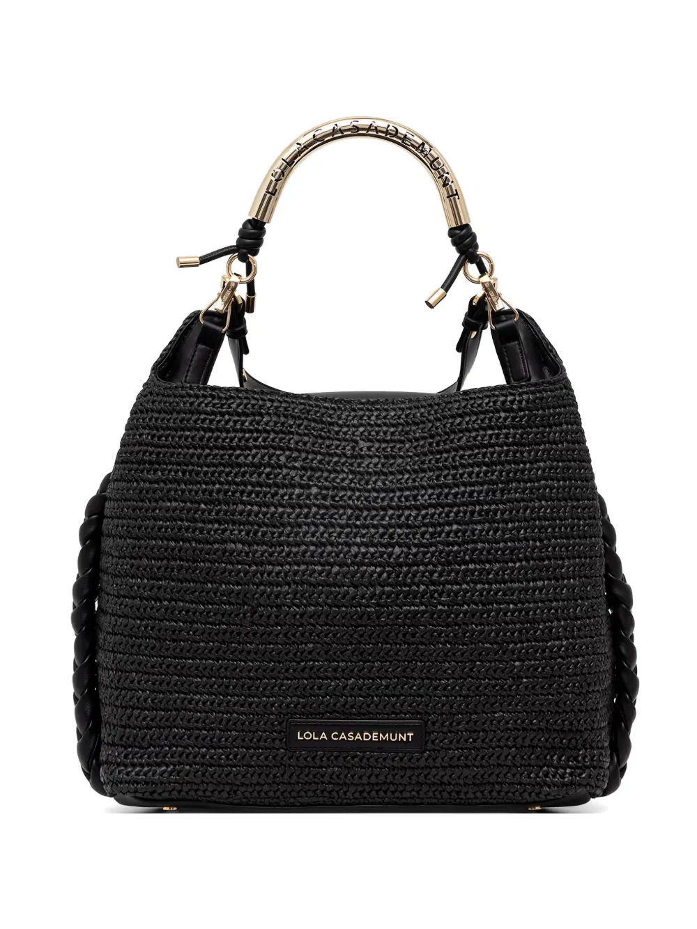 Lola Casademunt raffia-effect tote bag - Nero