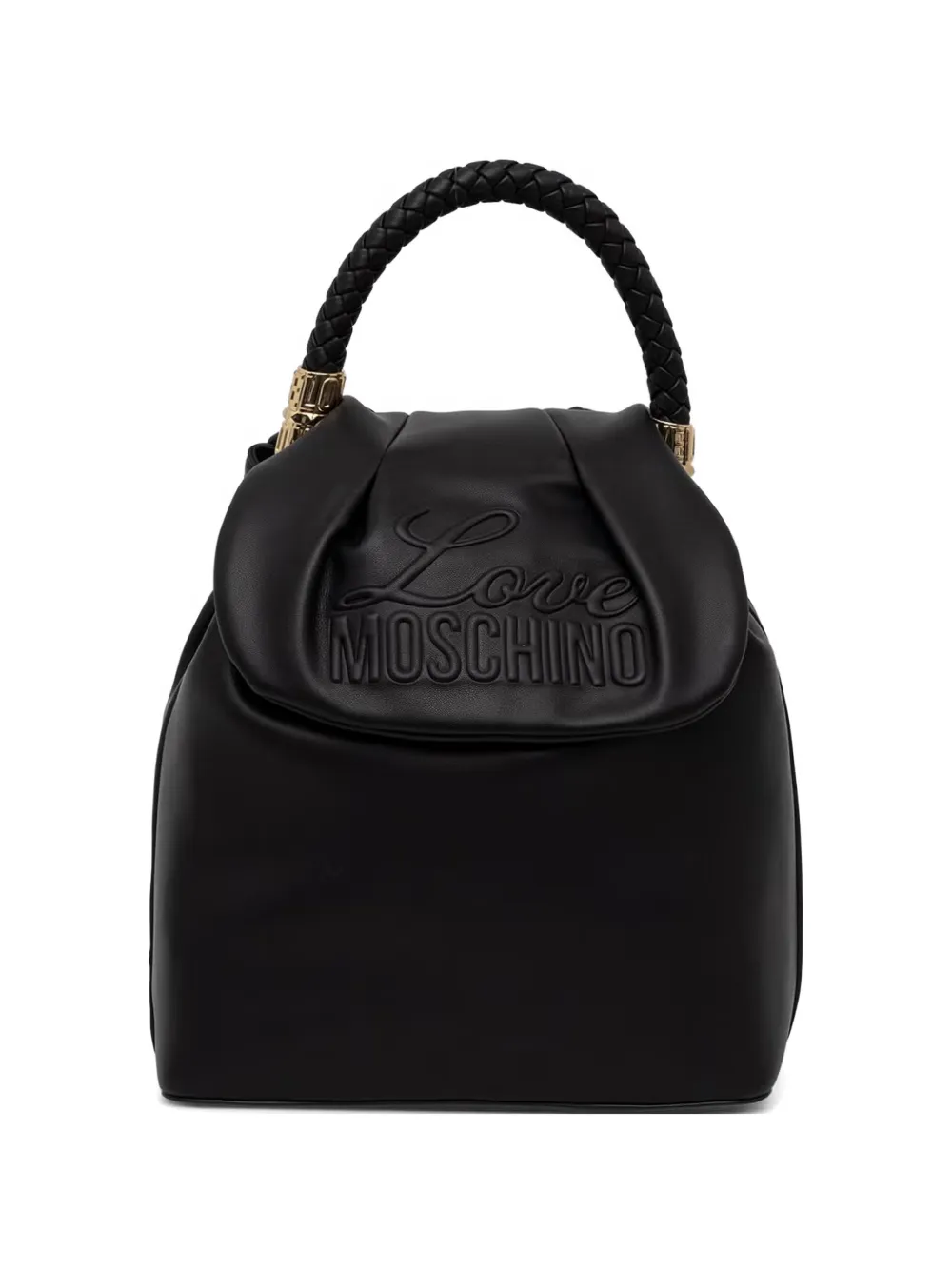 Love Moschino logo-embossed braided-handle backpack - Nero