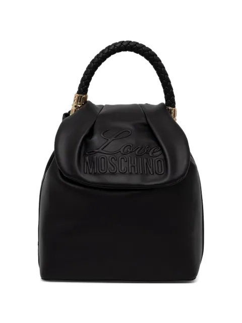 Love Moschino logo-embossed braided-handle backpack