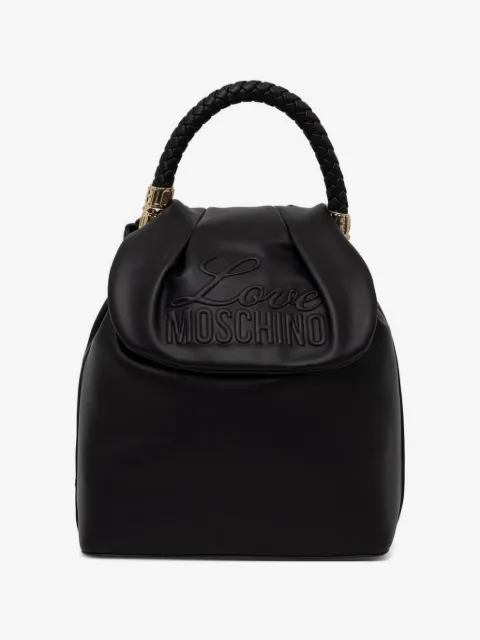 Love Moschino logo-embossed braided-handle backpack
