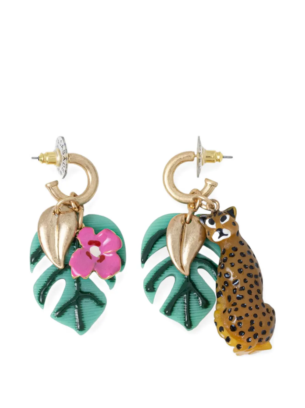 Lola Casademunt leopard-charm leaf-shaped earrings - Oro