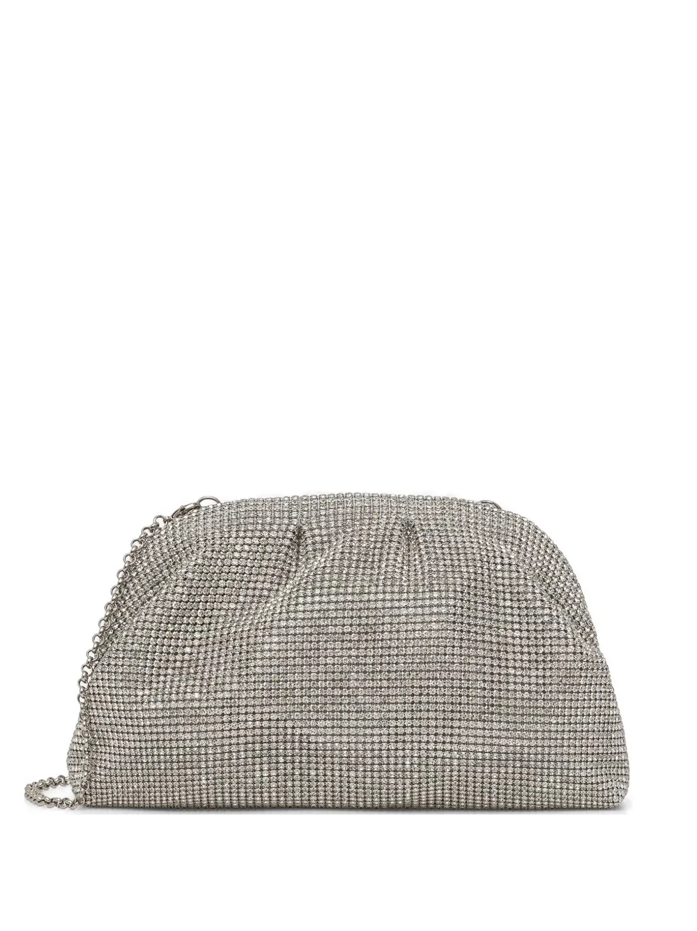 LUISA SPAGNOLI crystal-embellished ruched clutch bag - Argento