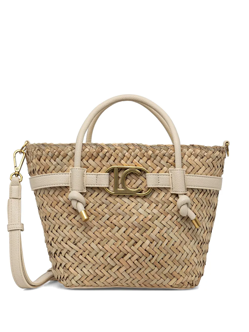 Lola Casademunt logo-plaque interwoven beach bag - Nude