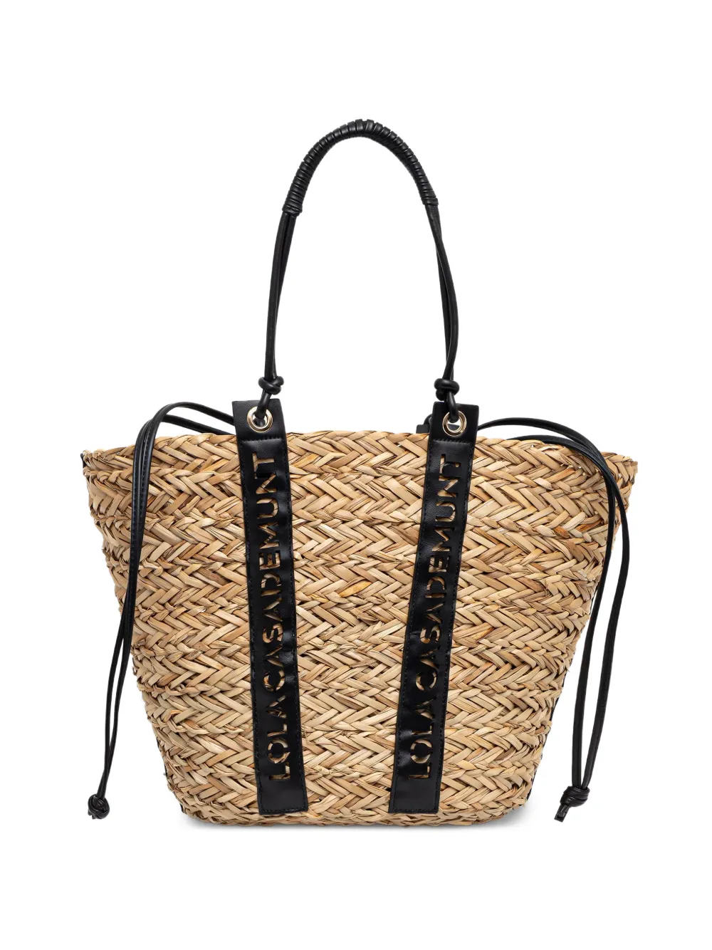 Lola Casademunt logo-perforated interwoven beach bag - Nude