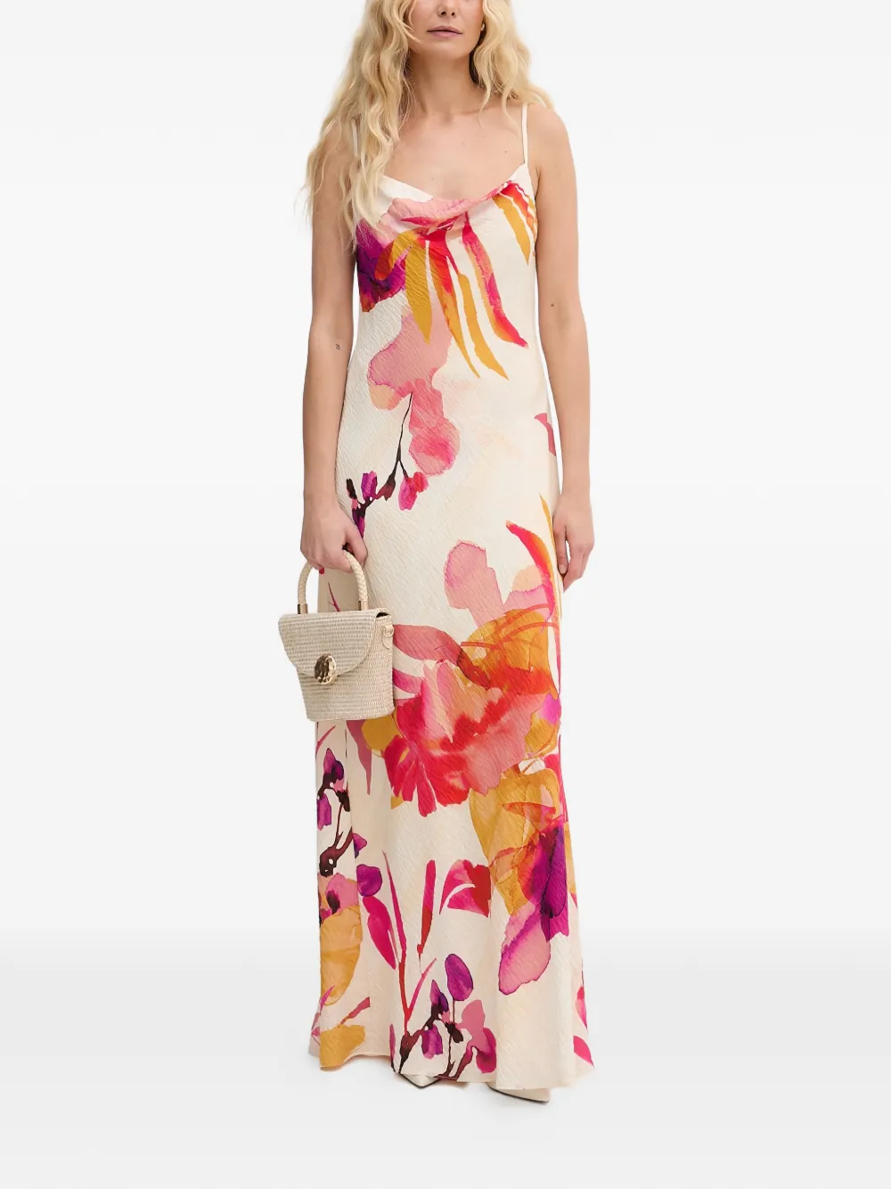 Lola Casademunt floral-print cowl-neck maxi dress - Toni neutri