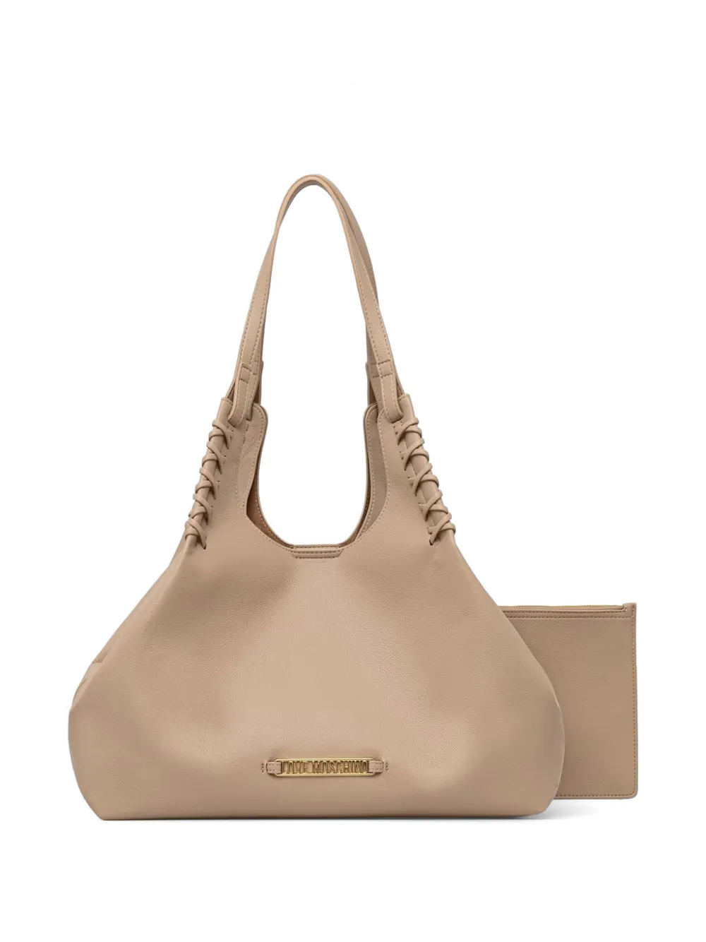Love Moschino Shopper met logoplakkaat Beige