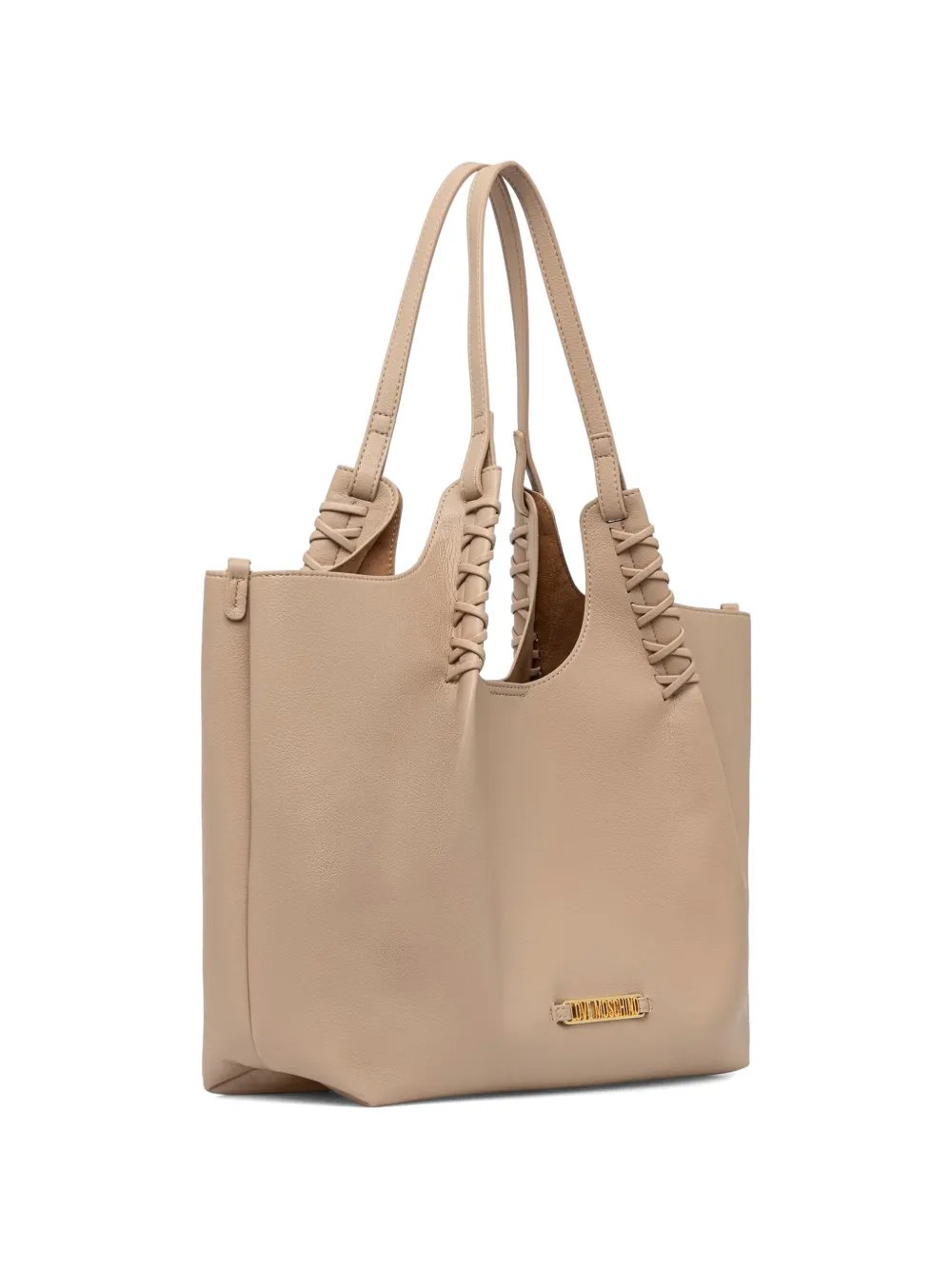 Love Moschino Shopper met logoplakkaat Beige