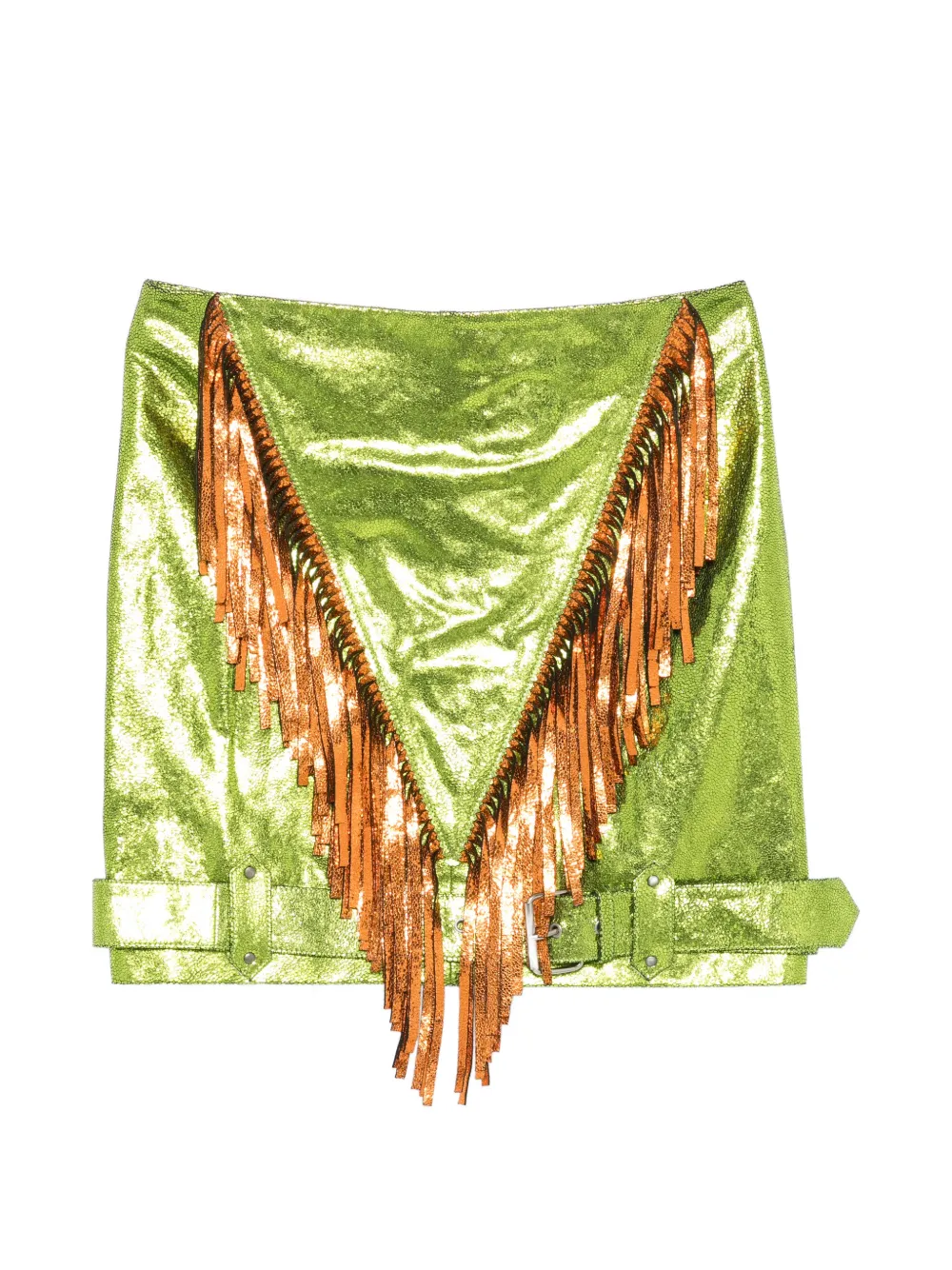 JEREMY SCOTT Pre-Owned 2010s fringed mini skirt - Grün