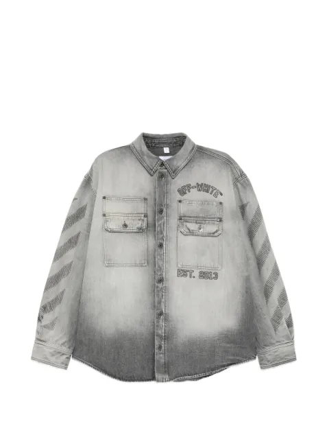 Off-White Diagonals-print embroidered denim military jacket
