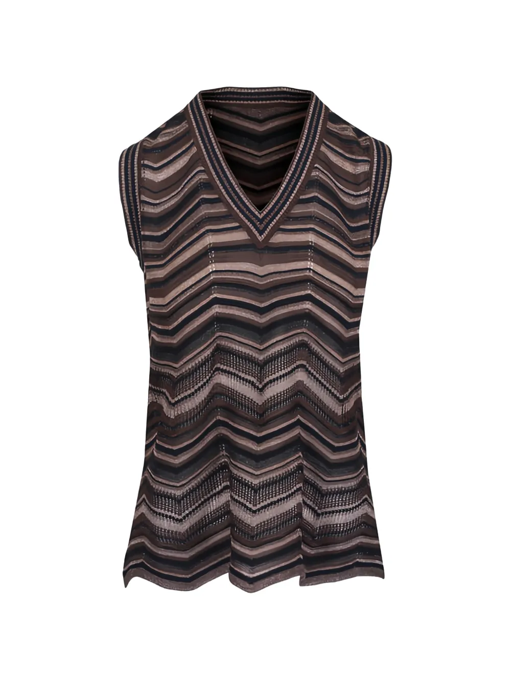 D.Exterior chevron-knit V-neck top - Nero