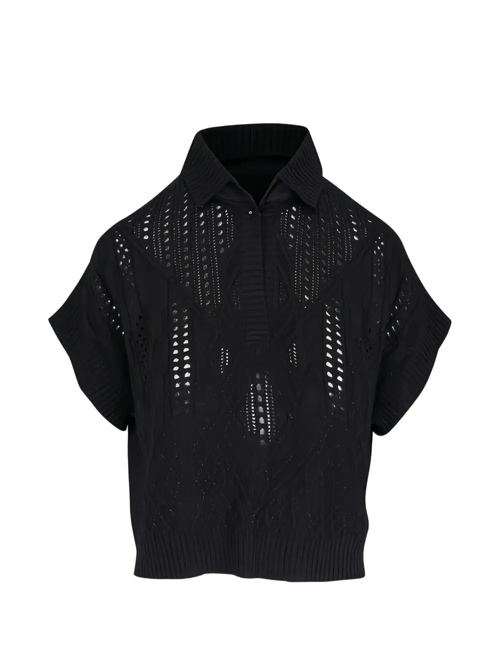 D.Exterior pointelle-knit short-sleeve sweater - Nero