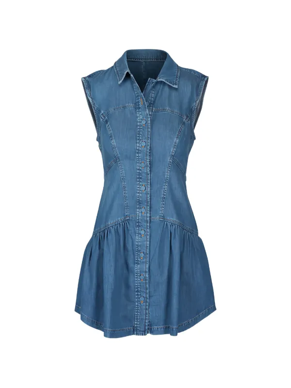 Frame Sleeveless Ruffled Mini Dress in Blue