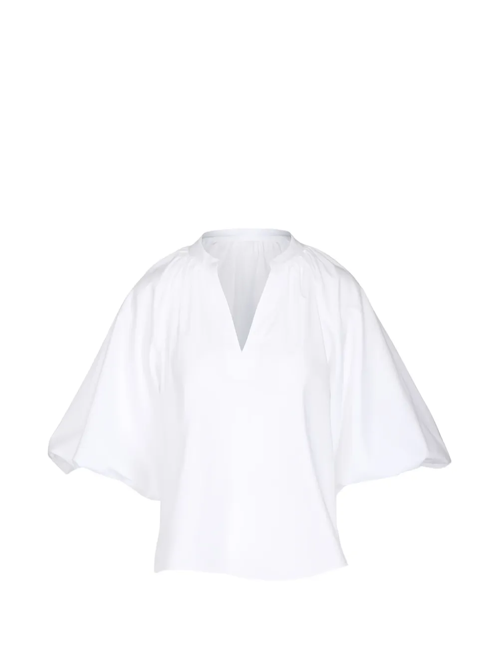 Tanya Taylor Marine puff-sleeve V-neck blouse - Bianco