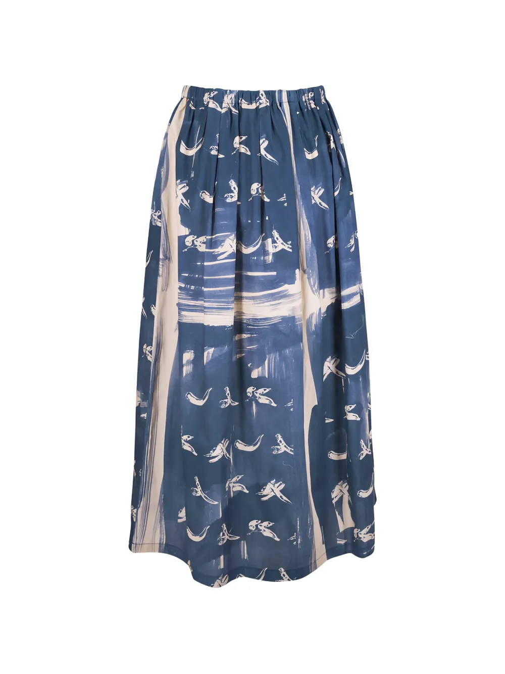  Odeeh Falda Larga Con Estampado Abstracto - Azul 