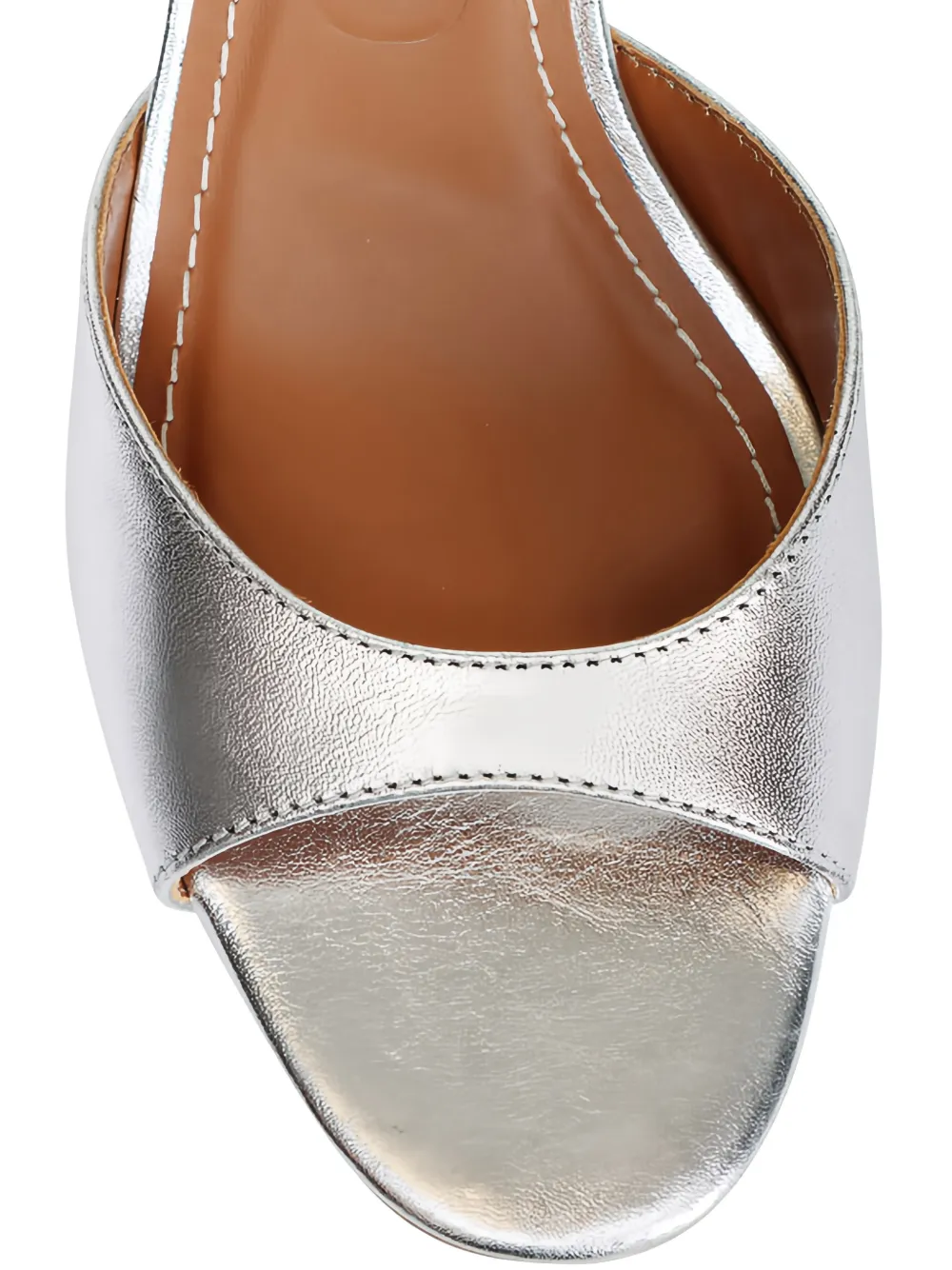 STAUD Brigitte metallic-effect leather sandals Zilver