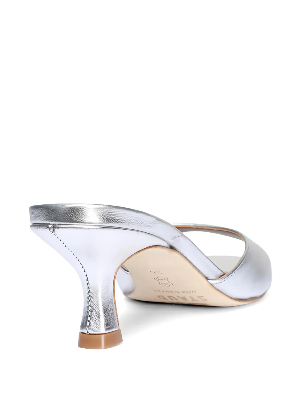 STAUD Brigitte metallic-effect leather sandals Zilver