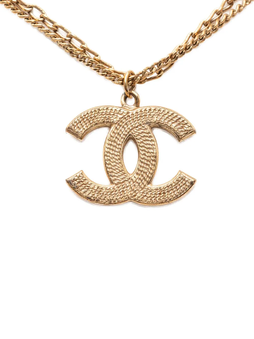 CHANEL Pre-Owned 2006 CC Gold Plated Textured Pendant Double Chain Necklace costume necklace - Oro