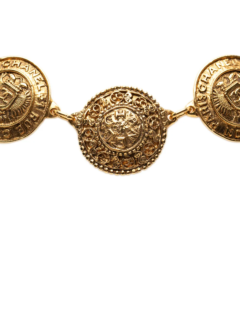 CHANEL Pre-Owned 1970-1980 CC Gold Plated Cambon Medallion Necklace costume necklace - Oro