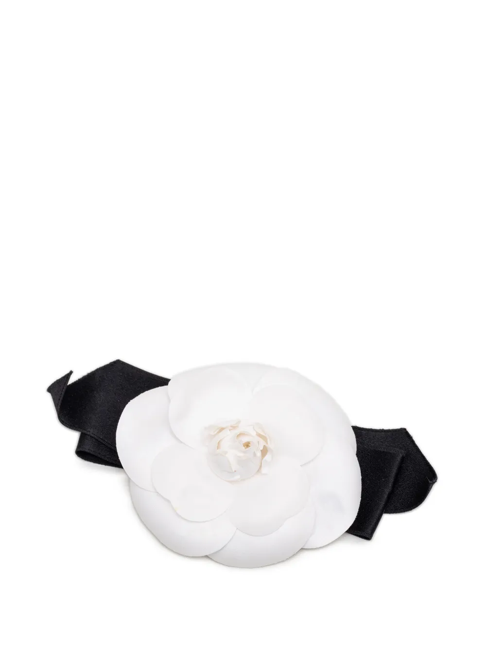 CHANEL Pre-Owned 1970-1980 Cotton Camellia and Satin Bow Brooch costume brooch - Schwarz