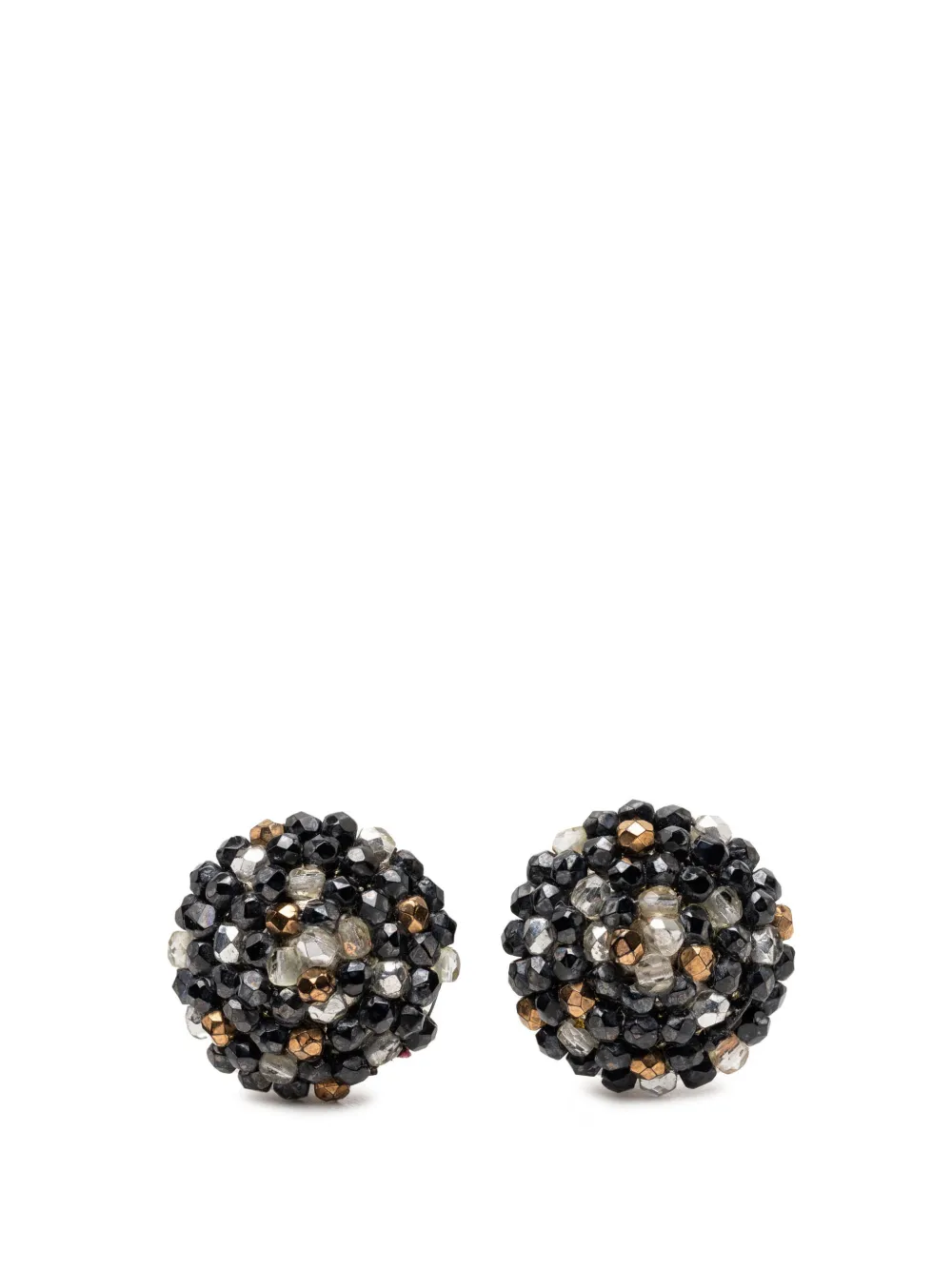 CHANEL Pre-Owned 1999 Beaded Round Clip On Earrings costume earrings - Nero