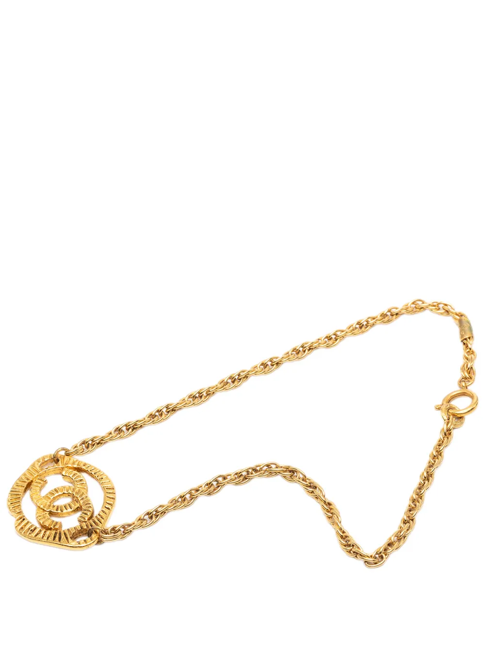 CHANEL Pre-Owned 1970-1980 CC Gold Plated Round Pendant Necklace costume necklace - Oro