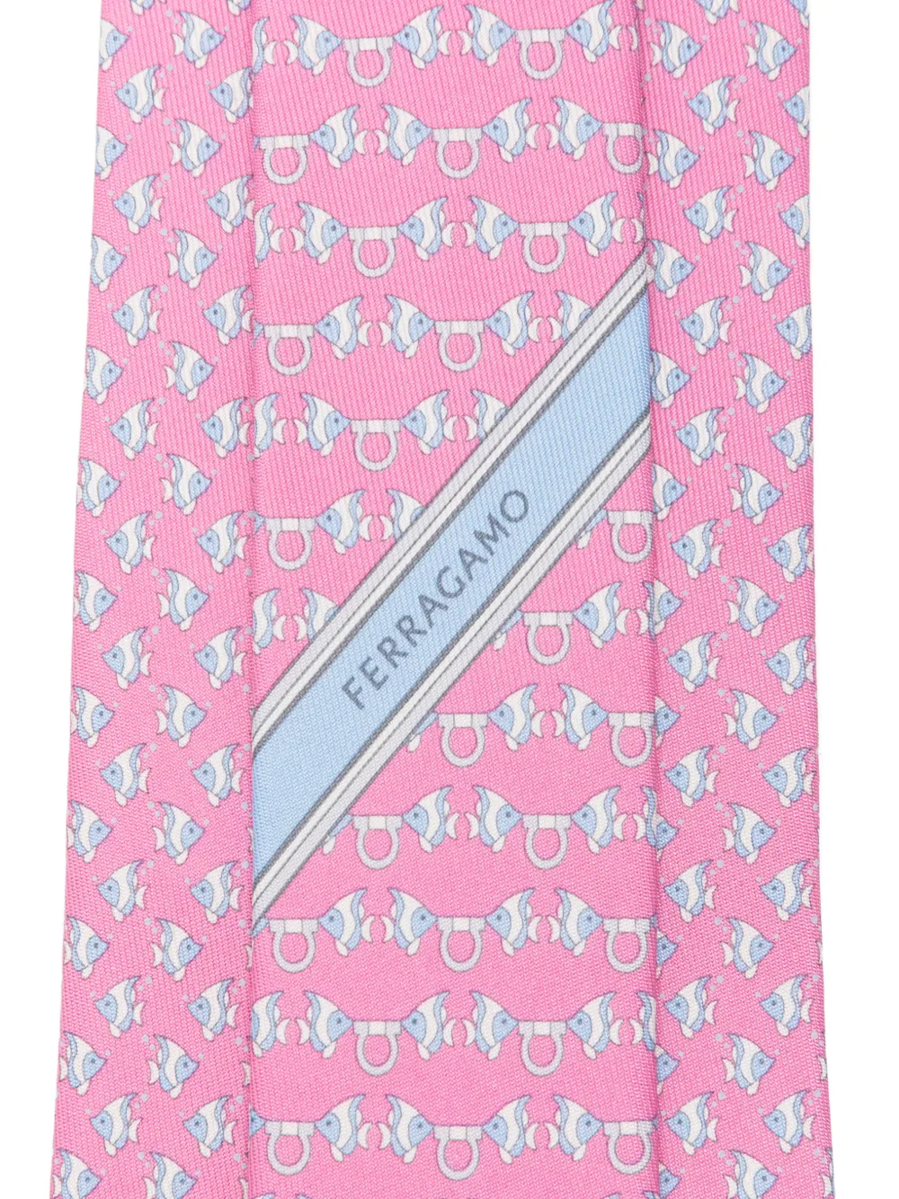 Ferragamo Cyrus Gancini stropdas met vissenprint Roze