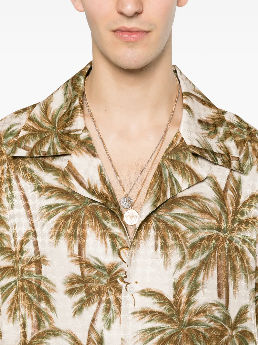 AMIRI Zijden overhemd met print Beige