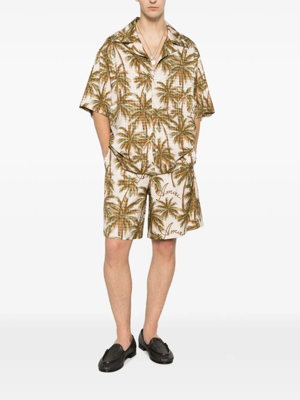 AMIRI Zijden overhemd met print Beige