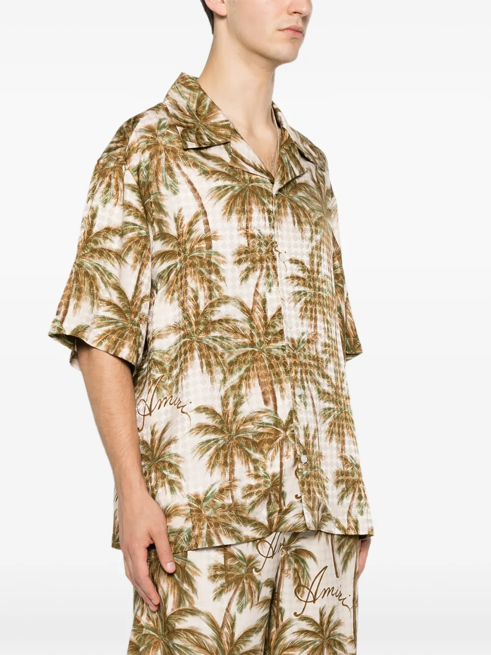 AMIRI Zijden overhemd met print Beige