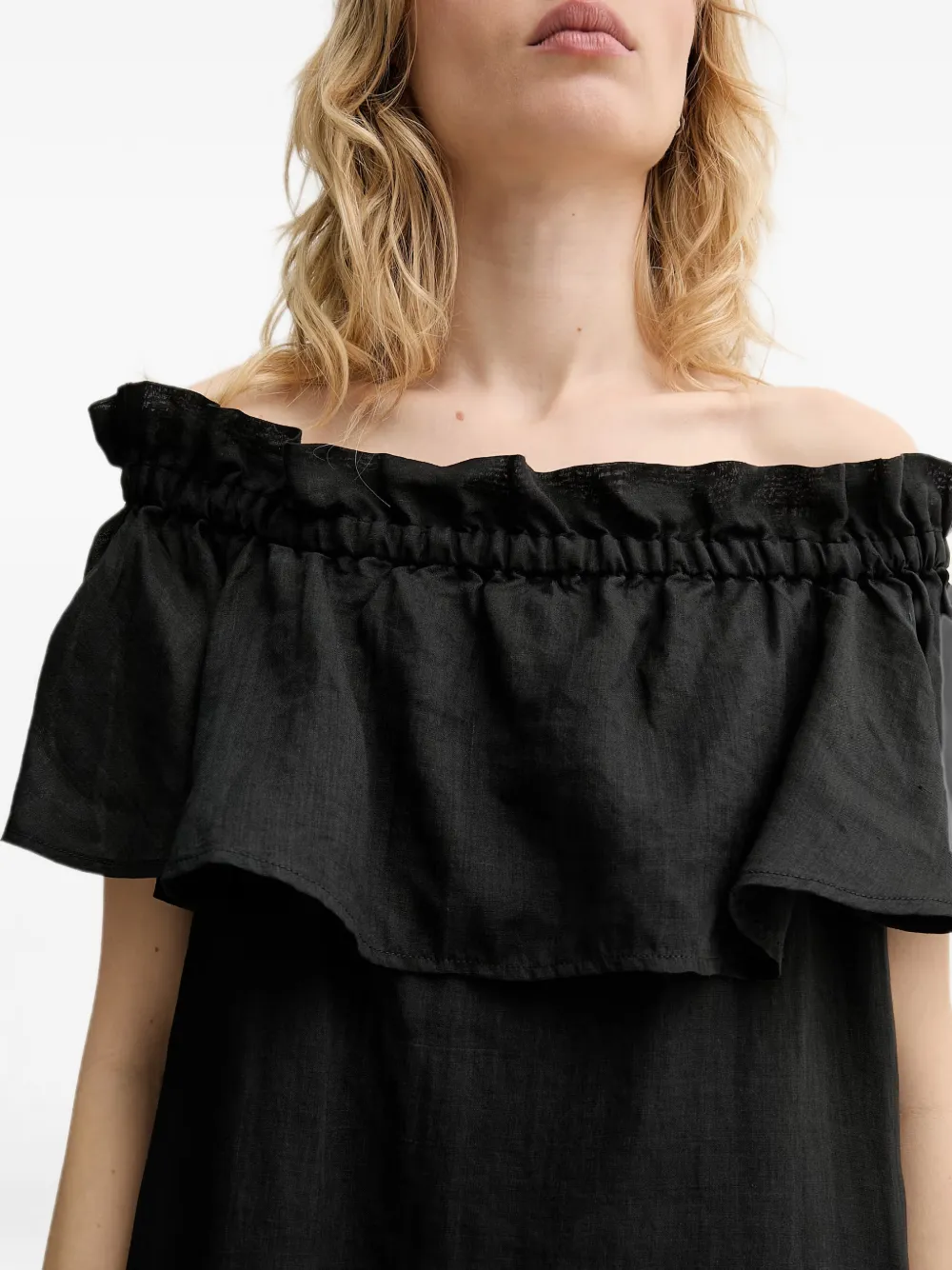 Marc O'Polo Carmen off-shoulder mini-jurk Zwart