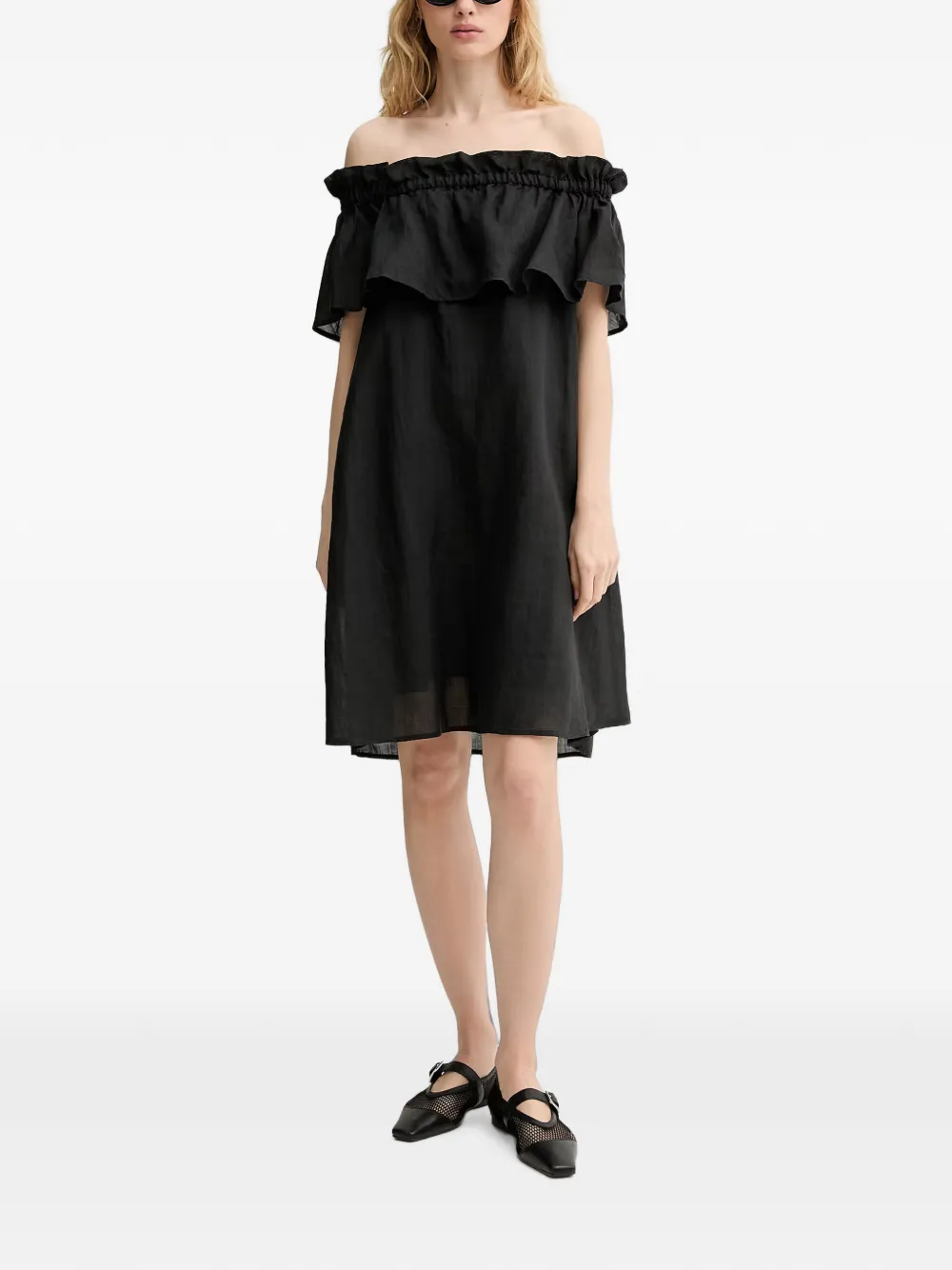 Marc O'Polo Carmen off-shoulder mini-jurk Zwart