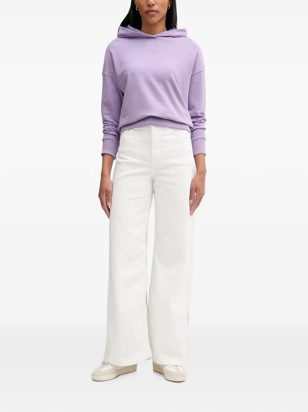 Marc O'Polo Hoodie met geribbelde afwerking en verlaagde schouders Paars