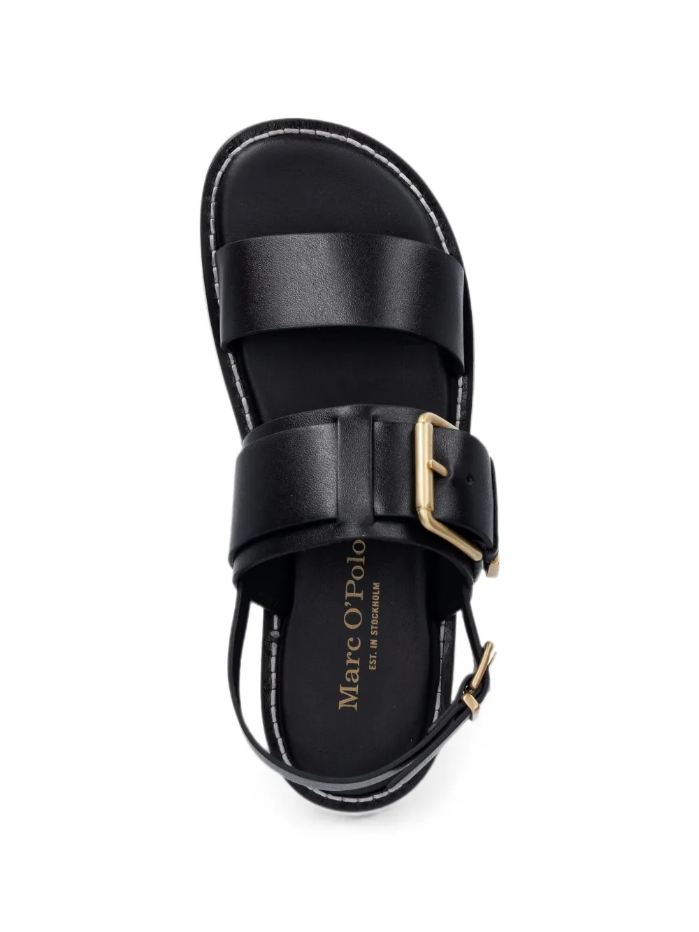 Marc O'Polo Leren sandalen met gesp Zwart
