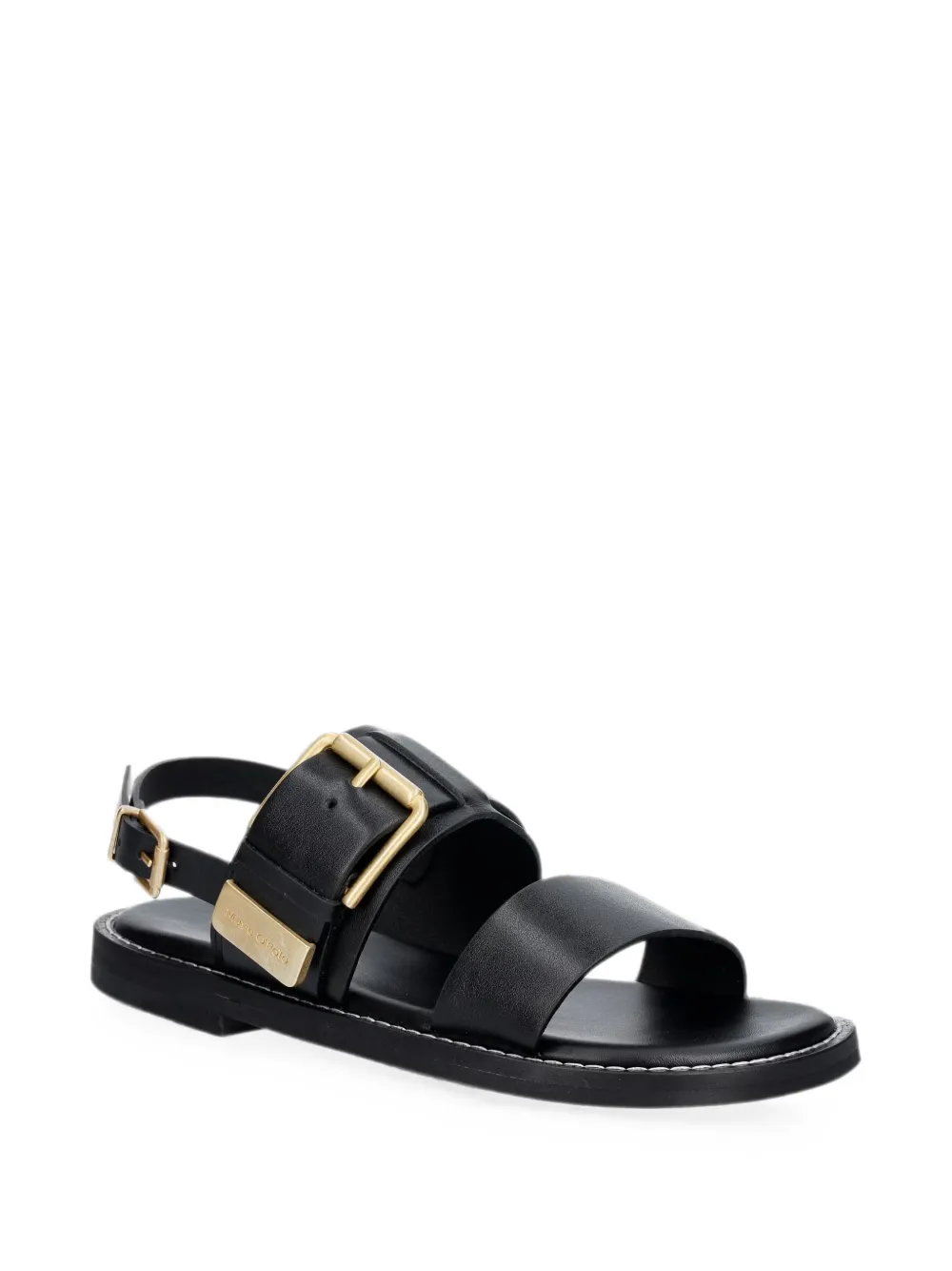 Marc O'Polo Leren sandalen met gesp Zwart