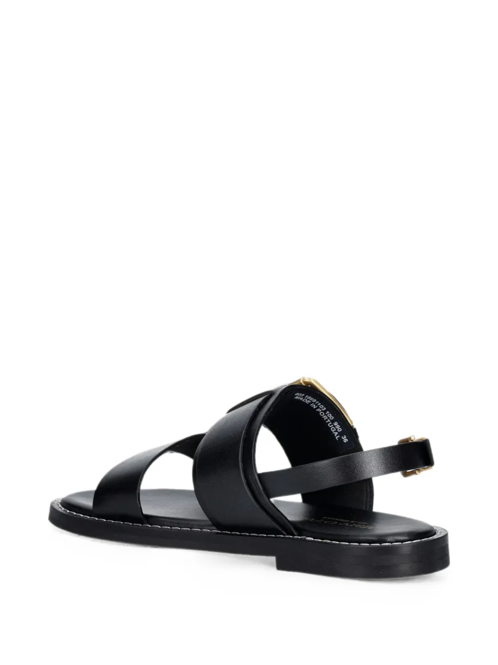 Marc O'Polo Leren sandalen met gesp Zwart