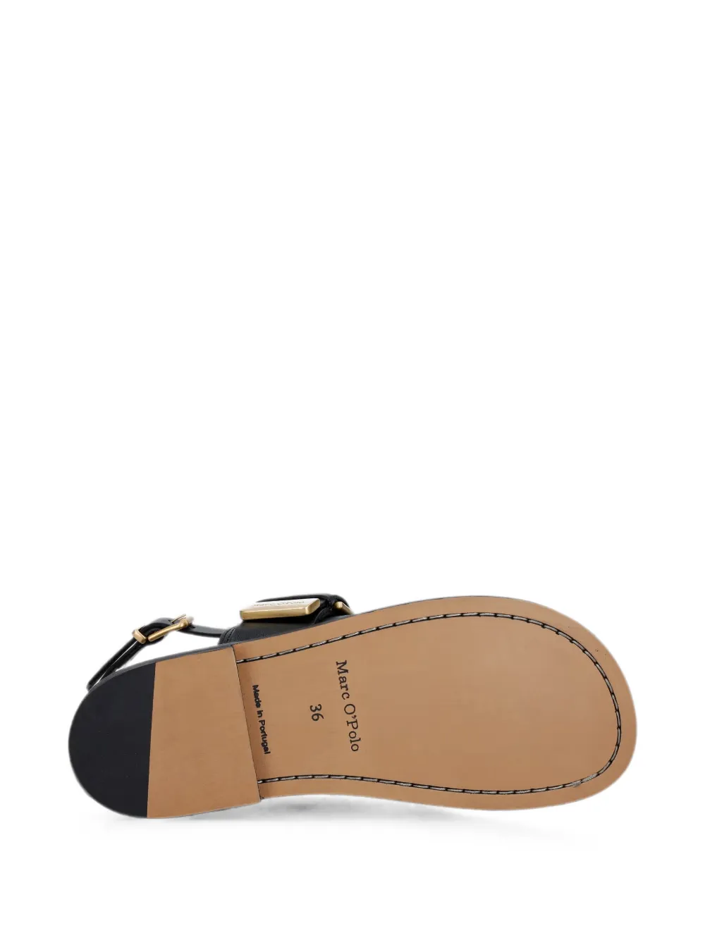 Marc O'Polo Leren sandalen met gesp Zwart
