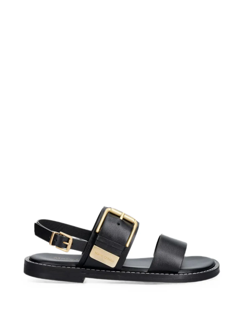 Marc O'Polo Leren sandalen met gesp Zwart