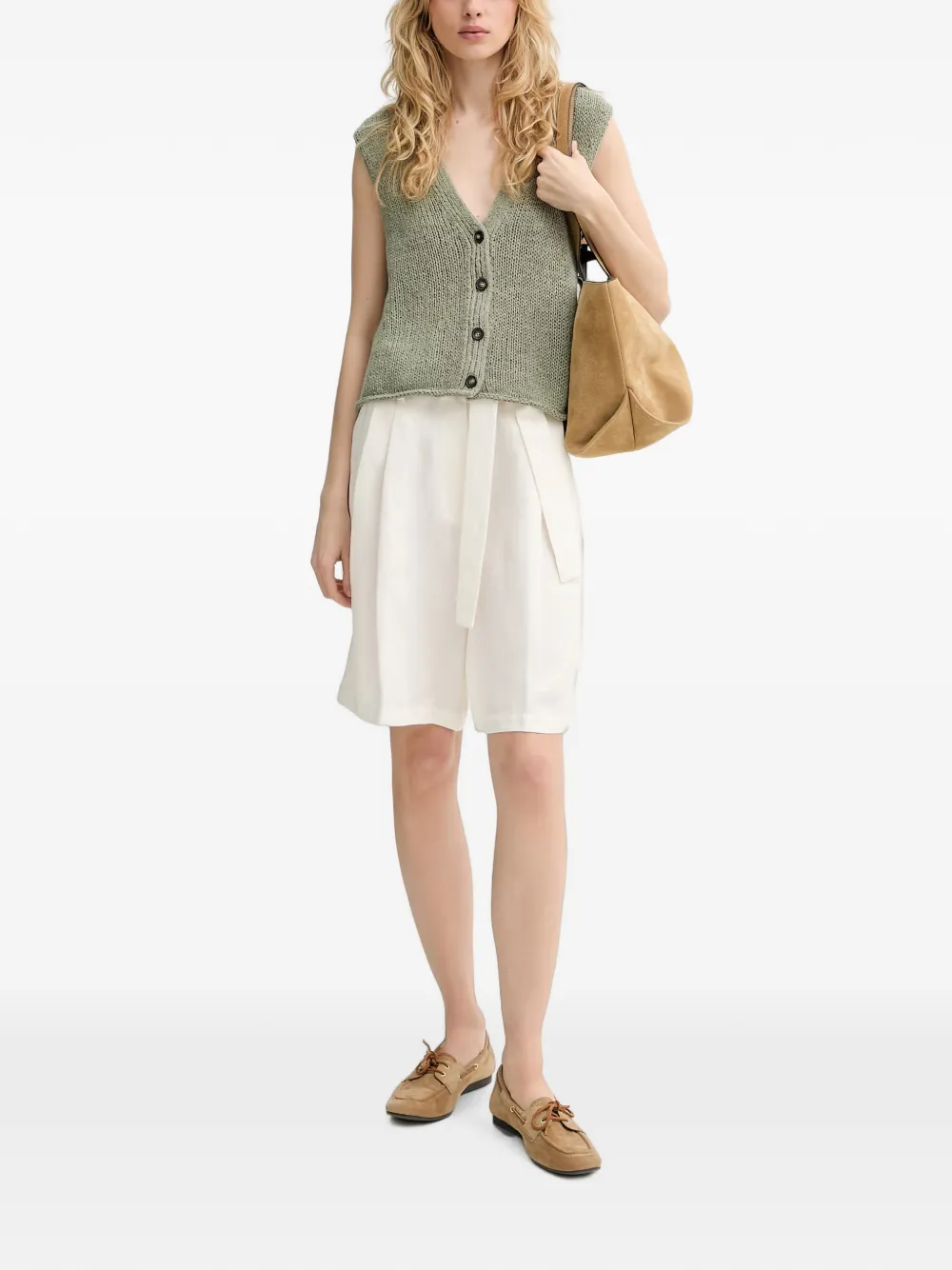 Marc O'Polo button-up knitted vest Groen