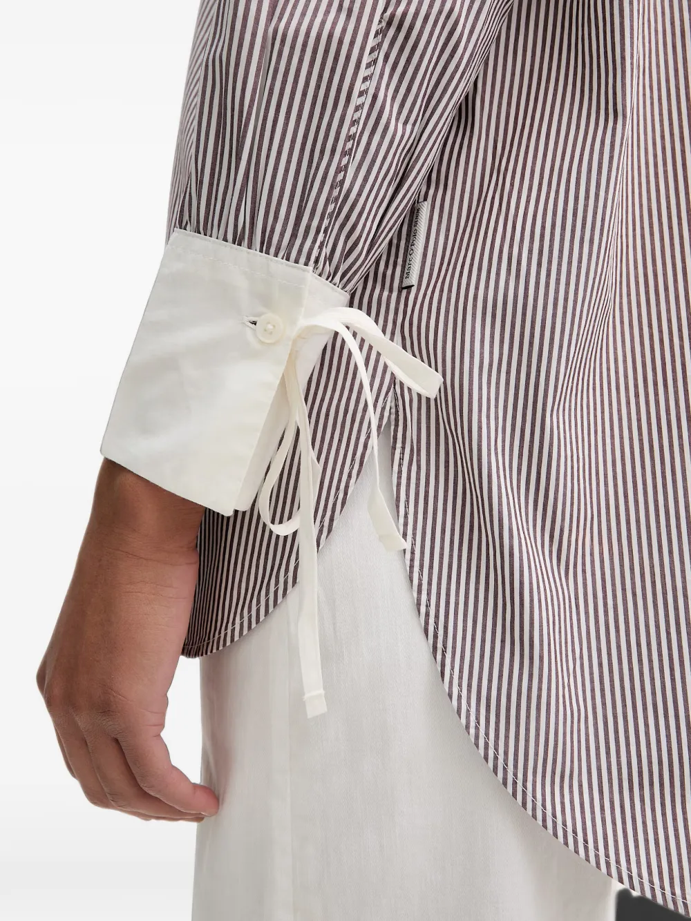 Marc O'Polo Gestreepte blouse met gestrikte manchetten Wit