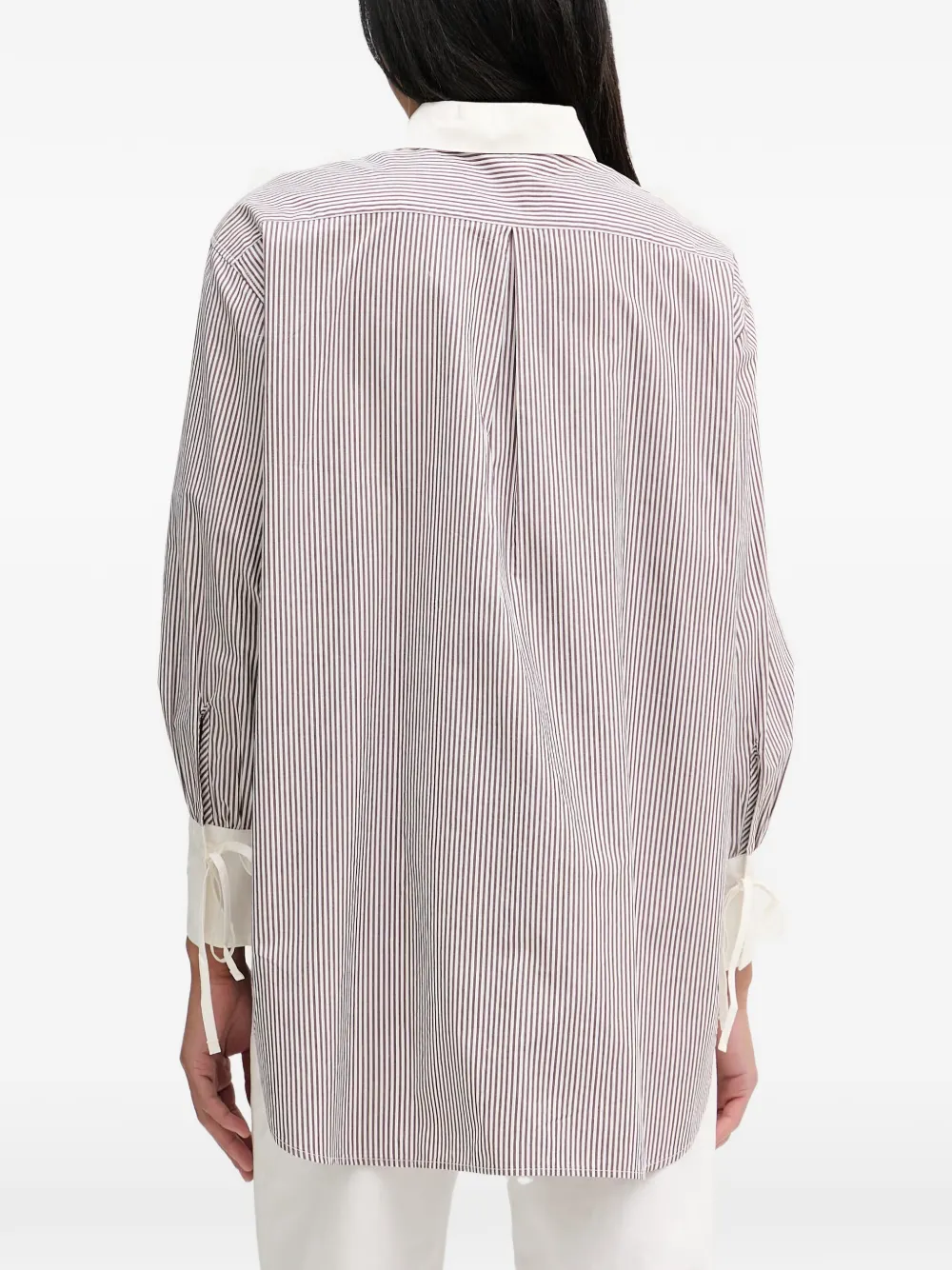 Marc O'Polo Gestreepte blouse met gestrikte manchetten Wit
