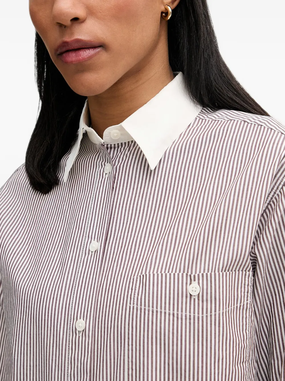 Marc O'Polo Gestreepte blouse met gestrikte manchetten Wit